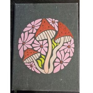 Mushroom Floral Canvas Hardcover Lined Journal Green Pink Orange Boho Notebook